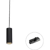 QAZQA Professional - Modern Design-Hängeleuchte schwarz inkl. Schienenadapter 1-phasig - Iconic Tubo I Wohnzimmer I Schlafzimmer - Stahl Zylinder I Länglich - LED geeignet GU10
