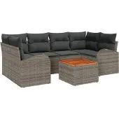 vidaXL Gartensofa-set 7 stk. Grau Poly-Rattan