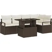 vidaXL Gartensofa-set 6 stk. 5-Sitzanzahl Braun Poly Rattan