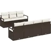 vidaXL Gartensofa-set 8 stk. 7-Sitzanzahl Braun und Creme Poly-Rattan