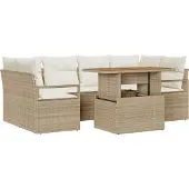 vidaXL Garten-Sofa-Set 7 stk. 6-Sitzanzahl Beige und Creme