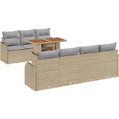 vidaXL Garten-Sofa-Set 8 Stk. Beige Poly Rattan
