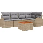 vidaXL Gartensofa-set 6 stk. Beige und Hellgrau Poly-Rattan