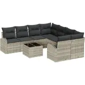 vidaXL Sofa Set 9 stk. 8-Sitzanzahl Hellgrau und Dunkelgrau
