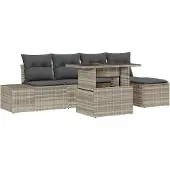 vidaXL Gartensofa-set 6 stk. Hellgrau Poly-Rattan