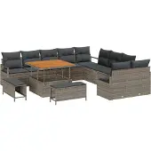 vidaXL Gartensofa-set 13 stk. Grau Poly-Rattan
