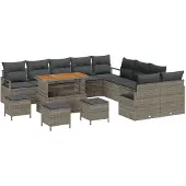 vidaXL Garten-Sofa-Set 13 stk. 12-Sitzanzahl Grau