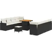 vidaXL Gartensofa-set 11 Stk. Schwarz Poly-Rattan