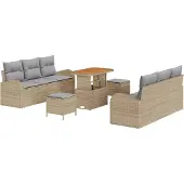 vidaXL Garten-Sofa-Set 9 stk. 8-Sitzanzahl Beige und Hellgrau