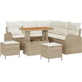 vidaXL Gartensofa-set 8 stk. Beige Poly-Rattan