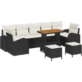 vidaXL Garten-Sofa-Set 10 stk. 9-Sitzanzahl Schwarz und Creme