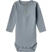 Name it Langarmbody "NBMKAB LS BODY NOOS", Jungen, Gr. 86, N-Gr, blau (tradewinds), Feinripp, Obermaterial: 57% Baumwolle, 38% Modal, 5% Elasthan, unifarben, regular fit, Rundhals, Bodys Langarmbody