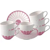 Villeroy & Boch Fleur Couleur Kaffeetassen mit Untertassen