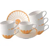 Villeroy & Boch Fleur Couleur Kaffeetassen mit Untertassen