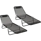vidaXL Klappbare Sonnenliege 2 pcs Schwarz 182 x 55 x 85,5 cm