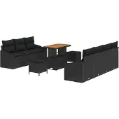 vidaXL Garten-Sofa-Set 10 stk. 9-Sitzanzahl Schwarz