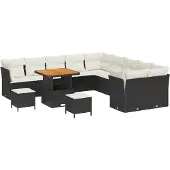 vidaXL Gartensofa-set 13 stk. Schwarz Poly-Rattan