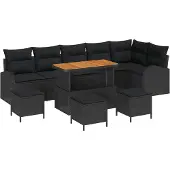 vidaXL Garten-Sofa-Set 10 stk. 9-Sitzanzahl Schwarz