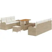 vidaXL Gartensofa-set 10 stk. Beige Poly-Rattan