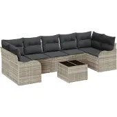vidaXL Gartensofa-set Hellgrau 55 x 55 x 37 cm Poly-Rattan