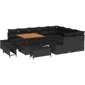 vidaXL Gartensofa-set 12 stk. Schwarz Poly-Rattan