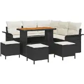 vidaXL Garten-Sofa-Set 8 stk. 7-Sitzanzahl Schwarz und Creme