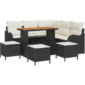 vidaXL Garten-Sofa-Set 9 stk. 8-Sitzanzahl Schwarz und Creme