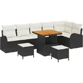 vidaXL Garten-Sofa-Set 9 stk. 8-Sitzanzahl Schwarz und Creme