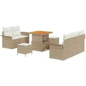 vidaXL Gartensofa-set 8 stk. Beige Poly-Rattan