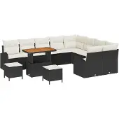 vidaXL Garten-Sofa-Set 12 stk. 11-Sitzanzahl Schwarz und Creme
