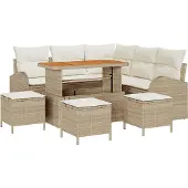 vidaXL Gartensofa-set 9 stk. Beige Poly-Rattan