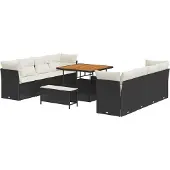 vidaXL Gartensofa-set 11 stk. 8-Sitzanzahl Schwarz und Creme