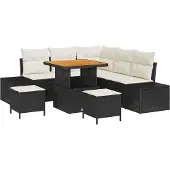vidaXL Gartensofa-set 8 Stk. Schwarz Poly Rattan