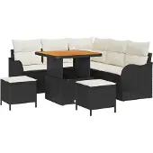 vidaXL Garten-Sofa-Set 8 stk. 7-Sitzanzahl Schwarz und Creme