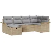 vidaXL Gartensofa-set 6 stk. Poly Rattan