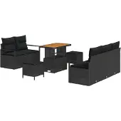 vidaXL Garten-Sofa-Set 8 stk. 7-Sitzanzahl Schwarz
