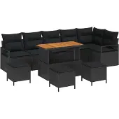 vidaXL Garten-Sofa-Set 10 stk. Schwarz Poly Rattan