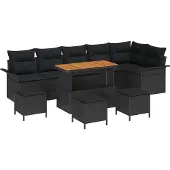 vidaXL Garten-Sofa-Set 10 stk. 9-Sitzanzahl Schwarz