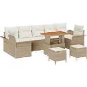 vidaXL Garten-Sofa-Set 10 stk. 9-Sitzanzahl Beige und Creme