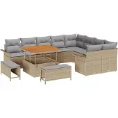vidaXL Garten-Sofa-Set 12 stk. 11-Sitzanzahl Beige und Hellgrau