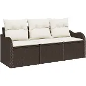 vidaXL Gartensofa-set 3 stk. Braun Poly-Rattan