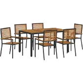 vidaXL Garten Essgruppe 7 Stk. Schwarz und Braun Poly-Rattan