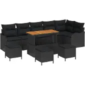 vidaXL Garten-Sofa-Set 10 stk. 9-Sitzanzahl Schwarz