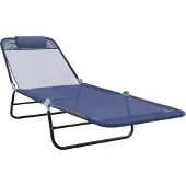 vidaXL Klappbare Sonnenliege Marineblau 182 x 55 x 85,5 cm Textilene