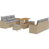 vidaXL Gartensofa-set 9 Stk. 6-Sitzanzahl Schwarz und Hellgrau