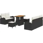 vidaXL Garten-Sofa-Set 8 stk. 7-Sitzanzahl Schwarz und Creme