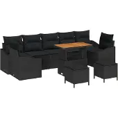 vidaXL Gartensofa-set 10 stk. 9-Sitzanzahl Schwarz Poly Rattan