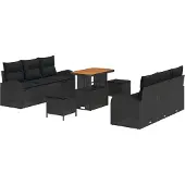 vidaXL Garten-Sofa-Set 9 stk. 8-Sitzanzahl Schwarz
