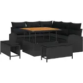 vidaXL Gartensofa-set 8 stk. Schwarz Poly-Rattan