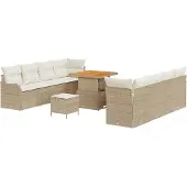 vidaXL Garten-Sofa-Set 11 stk. 10-Sitzanzahl Beige und Creme